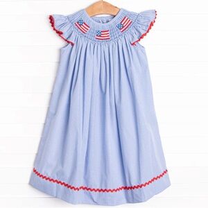 NWT Stitchy Fish Smocked American Flag Dress